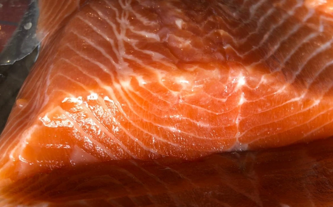 Detalle de filete de salmón