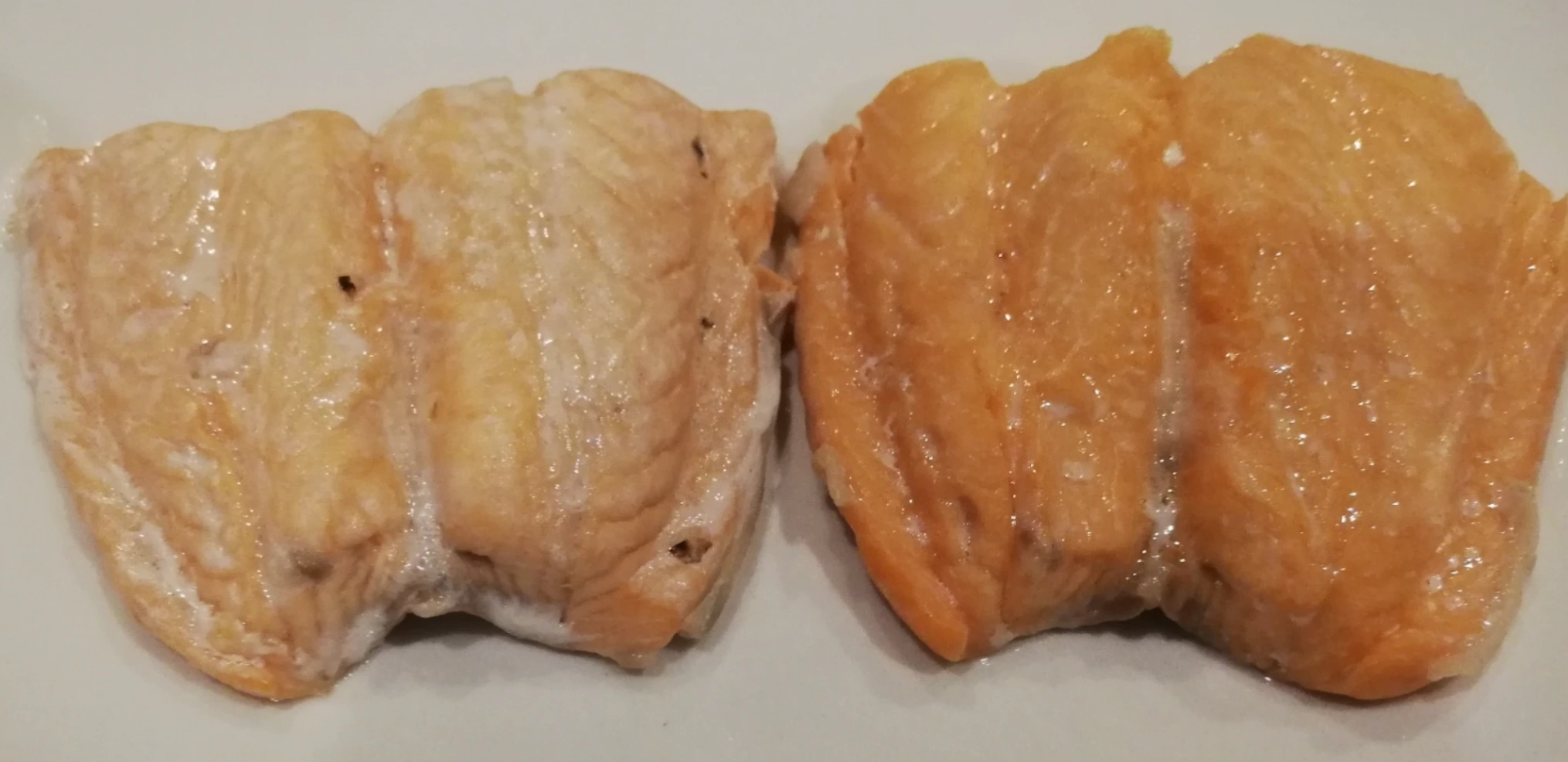 Comparación de salmón cocido