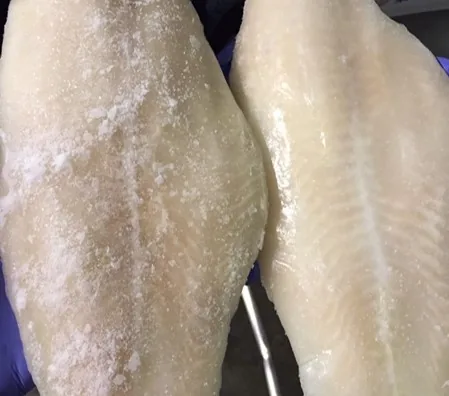 Filetes de pescado blanco con comparación visual de glaseo ANPEX GLASS