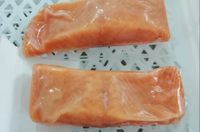 Porciones de salmón para evaluación visual de glaseo ANPEX GLASS